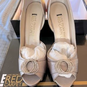 Silver evening sparkly shoes